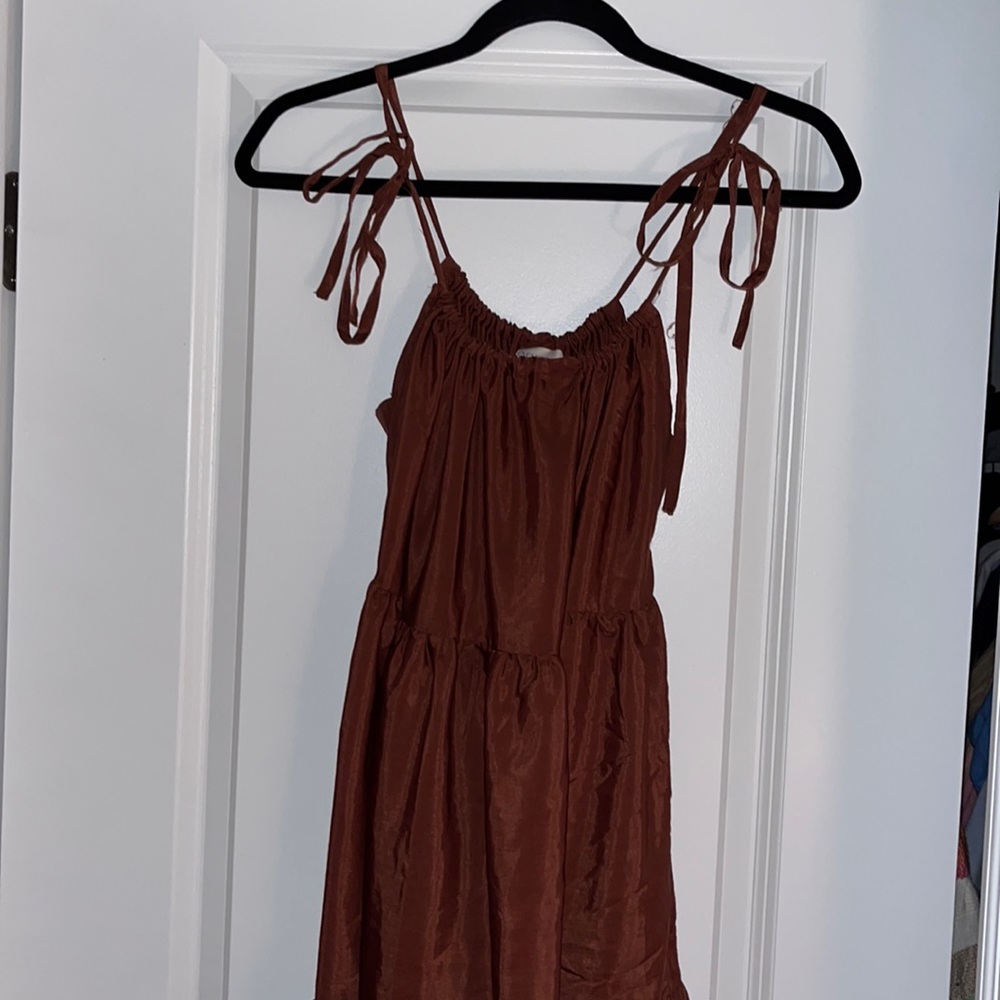 Eva Mendes sleeveless maroon knee-length dress, XS-S-M, fits like a small IMO
